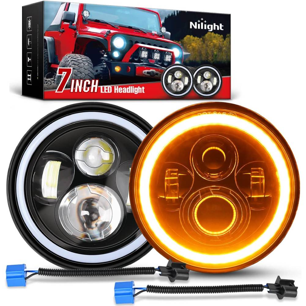 7" LED Halo Headlights For 2007-2017 Jeep Wrangler JK JKU (Pair)