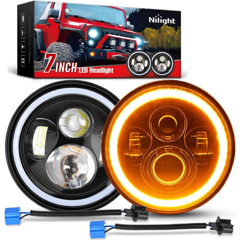 7" LED Halo Headlights For 2007-2017 Jeep Wrangler JK JKU (Pair)