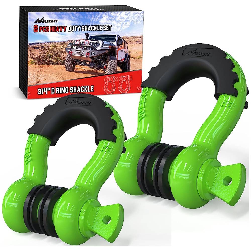 3/4 inch D-Ring Shackle Green (Pair)