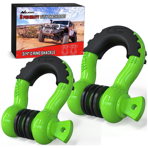 3/4 inch D-Ring Shackle Green (Pair)