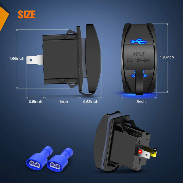 12V 4.2A Rocker Switch Style USB Charger