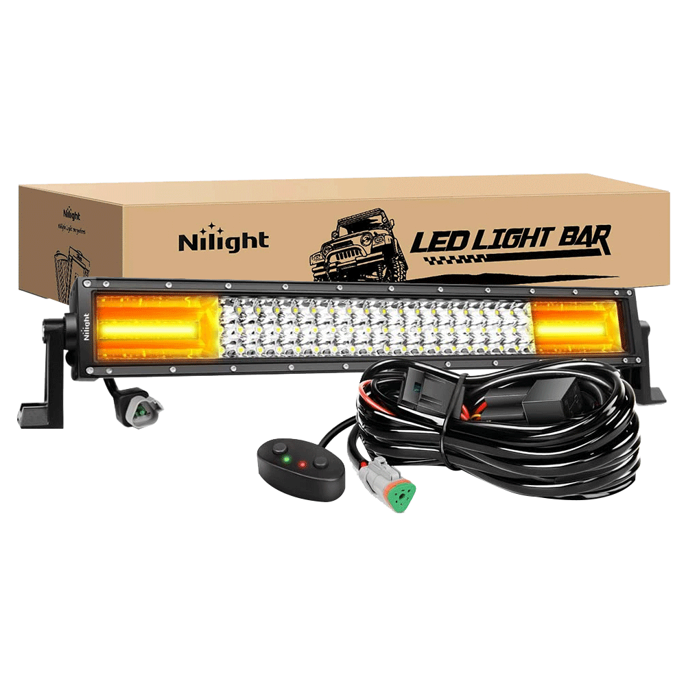 22" 270W 13500LM Triple Row Amber White Spot/Flood LED Light Bar | 16AWG DT Wire