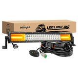 22" 270W 13500LM Triple Row Amber White Spot/Flood LED Light Bar | 16AWG DT Wire