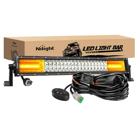 22" 270W 13500LM Triple Row Amber White Spot/Flood LED Light Bar | 16AWG DT Wire