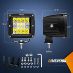 3" 42W Upgraded Triple Row Spot/Flood Square LED Pods (Pair)