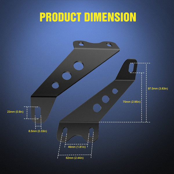 20” Light Bar Hood Mount Bracket For Jeep Wrangler JK 2007-2018 (Pair)