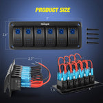 6Gang Aluminum 5Pin ON/Off Blue Rocker Switch Panel