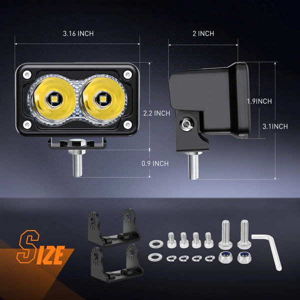 3" 10W 1300LM Spot Built-in EMC LED Work Lights (Pair)