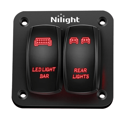 2Gang Led Light Bar and Rear Lights 5Pin ON/Off Rocker Switch Panel Red