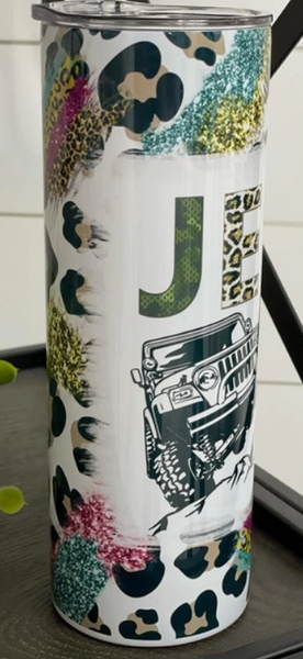 Leopard Jeep Life 20oz Skinny Tumbler