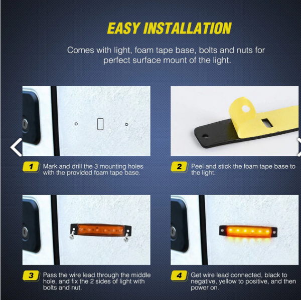 3.8” 6 LEDs Amber Side Marker Lights