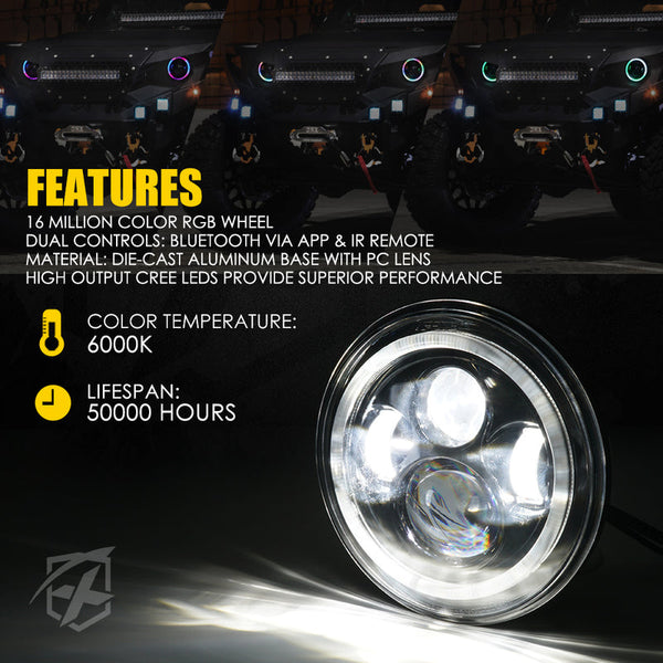 7" RGB Headlights with Chasing Halo | Exhibit Series