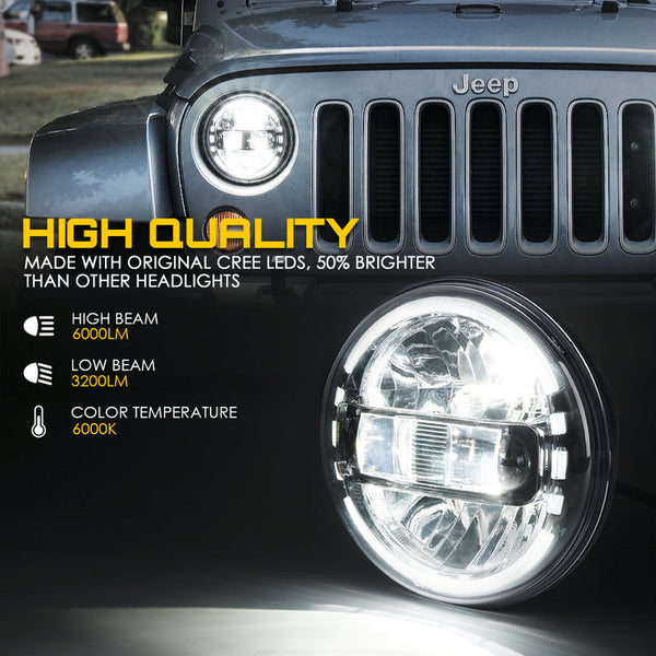 7" LED Halo Headlights For 2007-2018 Jeep Wrangler | Envision Series