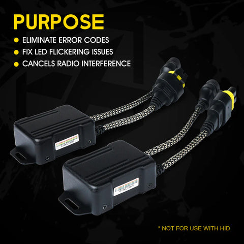 Reflex Series LED Headlight Canbus Anti-Flicker Resistor Decoder for 9005, H10, 9006, HB4 (1 Pair)
