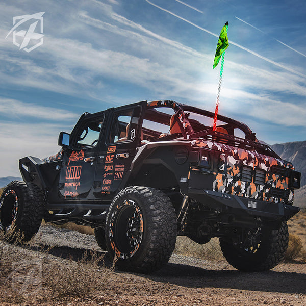 Spiral Static LED Whip Light with Mexico Eagle Flag