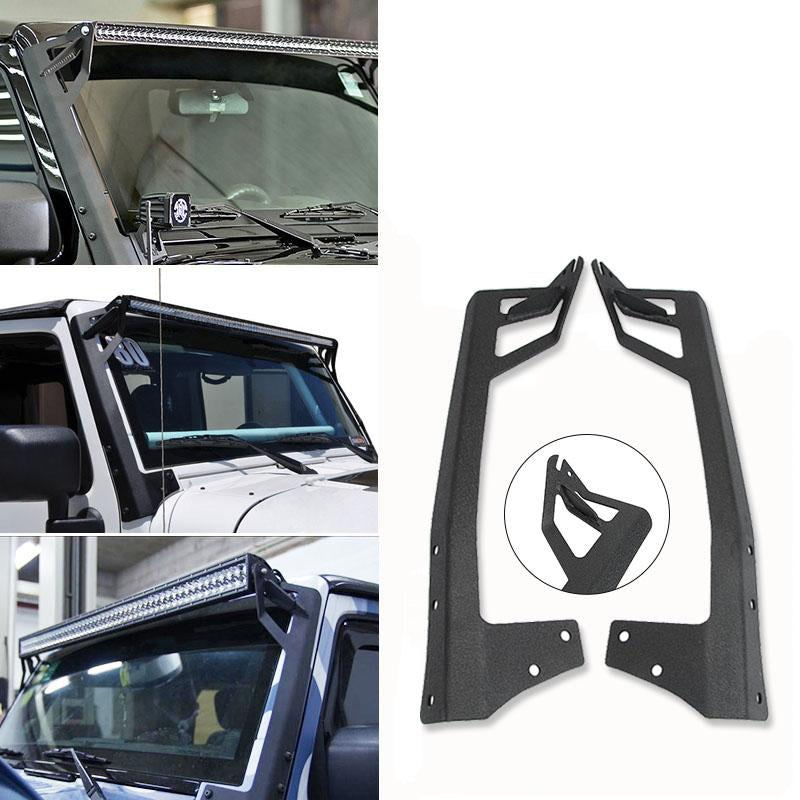 50" STRAIGHT LIGHT BAR WINDSHIELD MOUNTING BRACKETS FOR 2007-2017 JEEP WRANGLER JK