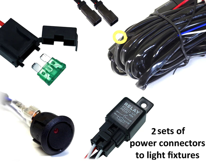 LED Light Wiring Harness with 40 Amp Relay and ON/OFF Switch