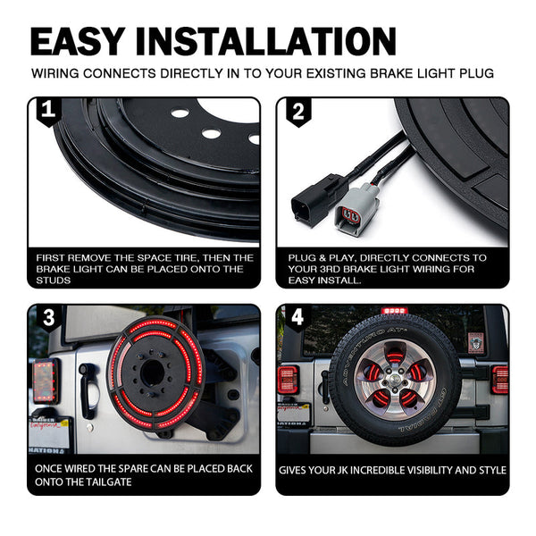 Jeep Wrangler 14" Dual Ring Spare Tire Brake Light | Typhoon Series