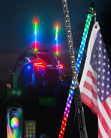 RGB LED Whip Lights with Spring Mount 4FT