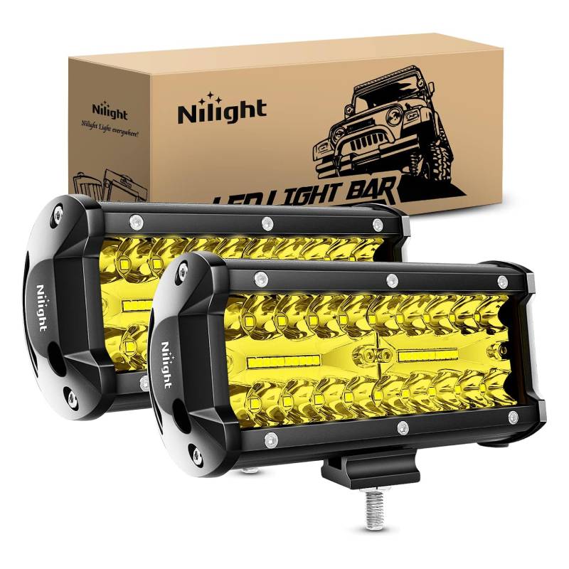 6.5" 120W Triple Row Amber White Spot/Flood LED Light Bars (Pair)
