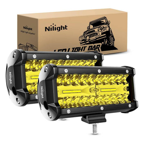 6.5" 120W Triple Row Amber White Spot/Flood LED Light Bars (Pair)