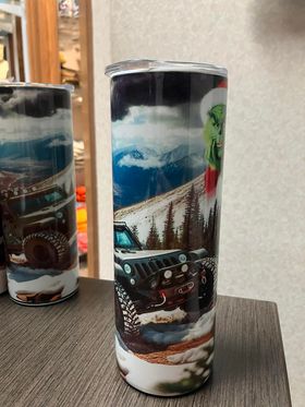 Christmas design jeep cup with the grinch