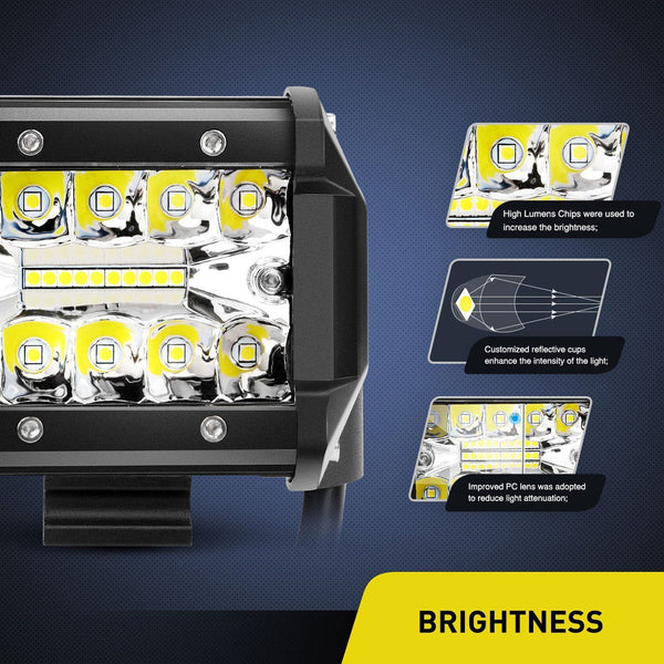 12" 300W Triple Row Spot/Flood Led Light Bar Kit | 4" 60W Led Pods (Pair)