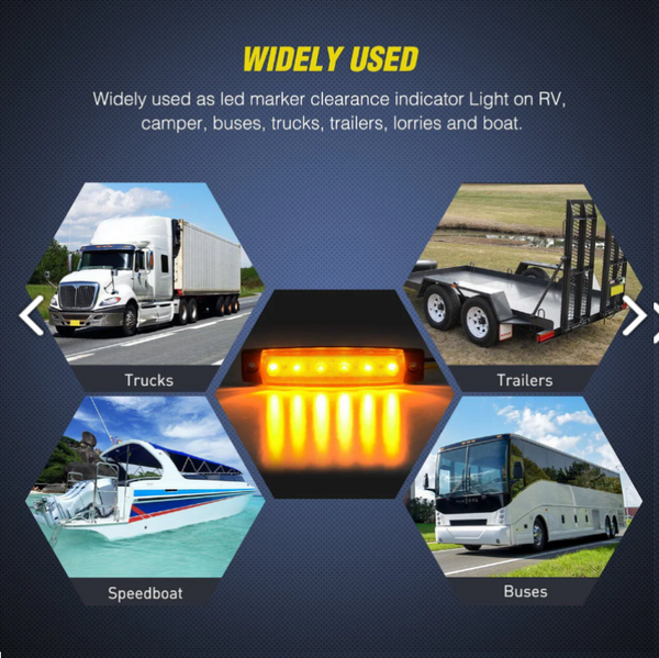 3.8” 6 LEDs Amber Side Marker Lights