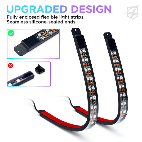 4PC Celestial Series Double Row RGB LED Interior Car Light Set - Bluetooth and Remote Control
