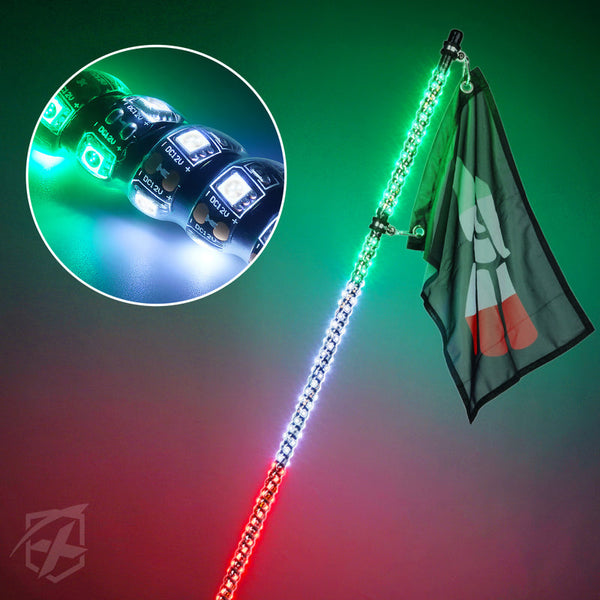 Spiral Static LED Whip Light with Mexico Eagle Flag