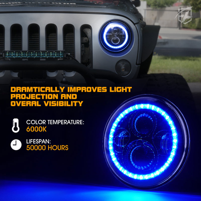 LED Halo Headlights for 2007-2018 Jeep Wrangler JK