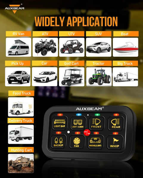 AR-800 RGB SWITCH PANEL WITH APP, TOGGLE/ MOMENTARY/ PULSED MODE SUPPORTED(ONE-SIDED OUTLET)
