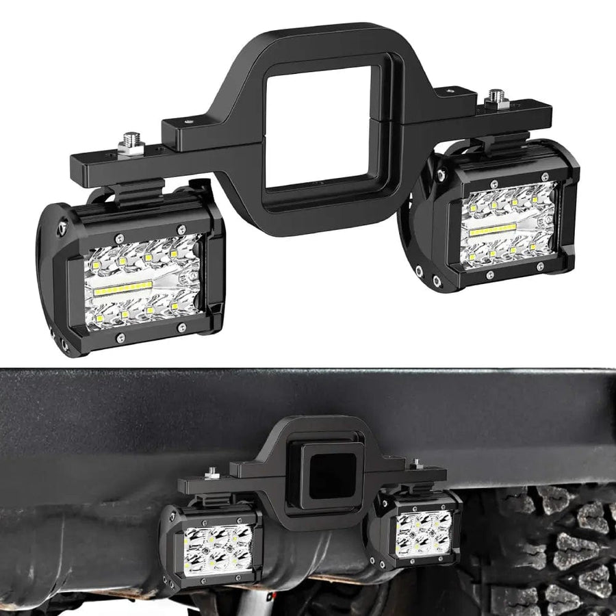 4 Inch 60W 6000LM Triple Row Spot Flood Led Pods (Pair) | 2.5 Inch Tow Hitch Mount