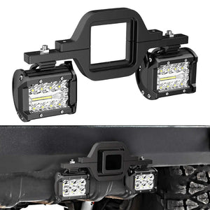 4 Inch 60W 6000LM Triple Row Spot Flood Led Pods (Pair) | 2.5 Inch Tow Hitch Mount