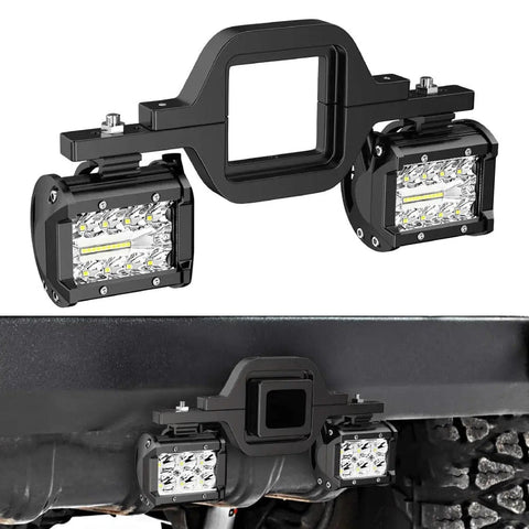 4 Inch 60W 6000LM Triple Row Spot Flood Led Pods (Pair) | 2.5 Inch Tow Hitch Mount