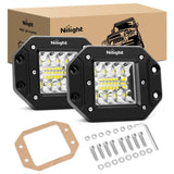 4.8" 42W Flush Mount Spot/Flood Led Work Lights (Pair)