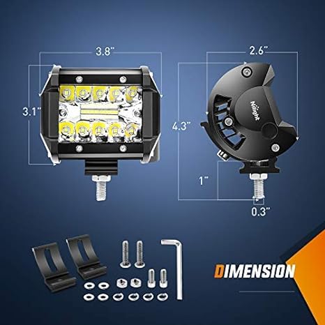 2 Pcs 4 Inch 60W Triple Row Spot Flood Led Pods / 2.5 Inch Tow Hitch Mounting Brackets Backup Reverse Lights