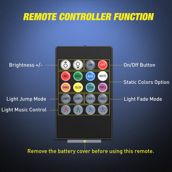 48 Leds Interior Light Strips DC 5V Music Sound Remote Control (4 Pcs)
