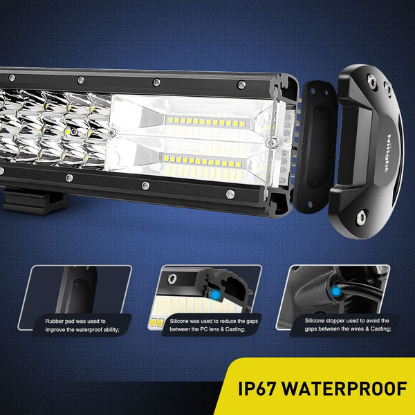 20" 288W 28800LM Triple Row Spot/Flood LED Light Bar