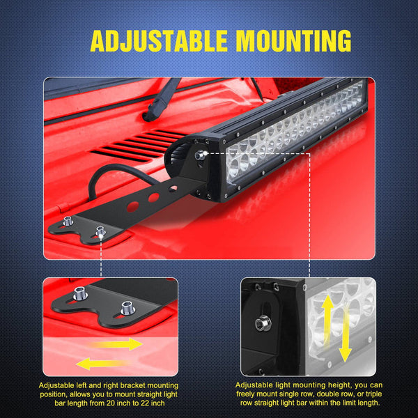 20” Light Bar Hood Mount Bracket For Jeep Wrangler JK 2007-2018 (Pair)