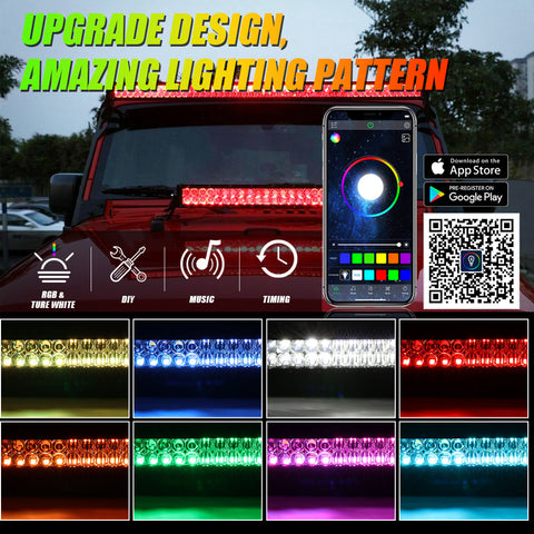 NEW 52 INCH V-PRO SERIES STRAIGHT RGBW COLOR CHANGING OFF ROAD LED LIGHT BAR