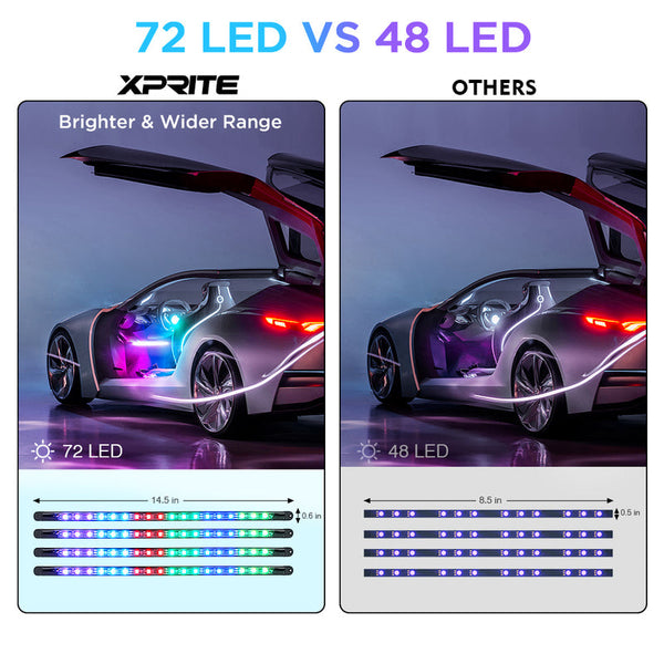 4PC Celestial Dream Series RGB LED Interior Car Light Set - Bluetooth and Remote Control
