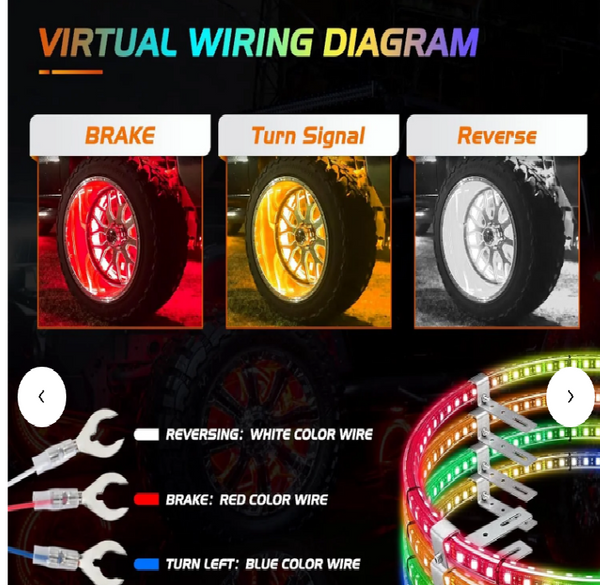 15.5 Inch LED Wheel Ring Lights Double Row RGB APP Remote Control 4Pcs