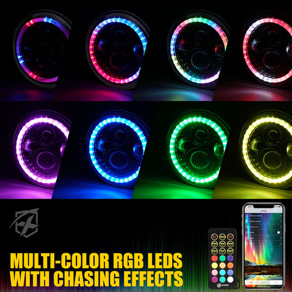 7" RGB Headlights with Chasing Halo | Exhibit Series