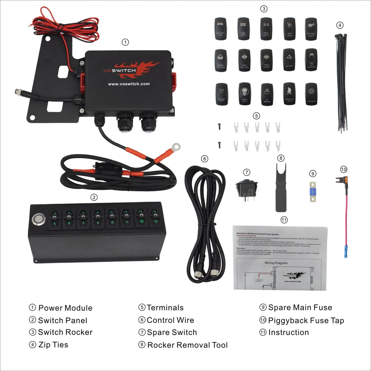 8 Switch Control System for Jeep Wrangler JK Blue Backlight passion