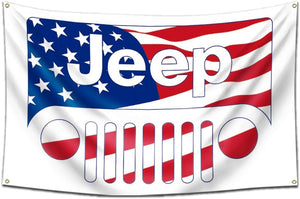 LCFhome Banner Flag Compatible with Jeep Racing Car (3x5ft,Heavy Duty, Durable 150D Polyester)
