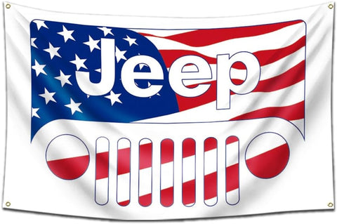 LCFhome Banner Flag Compatible with Jeep Racing Car (3x5ft,Heavy Duty, Durable 150D Polyester)