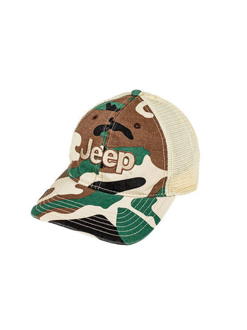 Hat - Jeep Garment Washed Trucker - Camo