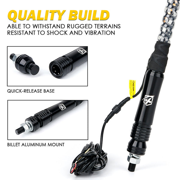 Spiral Static LED Whip Light with Mexico Eagle Flag