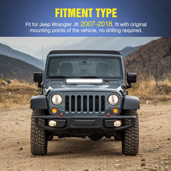 20” Light Bar Hood Mount Bracket For Jeep Wrangler JK 2007-2018 (Pair)